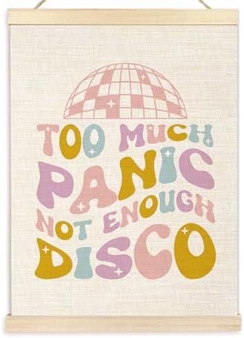 Ecezatik Funny Anxiety Poster Hanger Frame - Too Much Panic not Enough Disco, Trendy Preppy Mental Health Awareness Wall Decor for Therapy Office School Counselor Office, 12x16 Inches