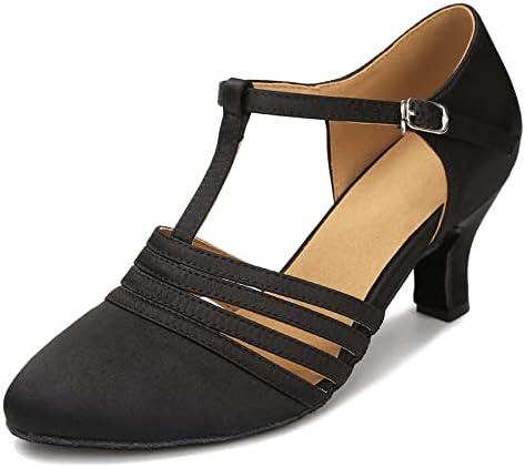 KleeKlcc Women Ballroom Dance Shoes Closed Toe Dancing Shoes Latin Salsa Dance Shoes, Size 7.5