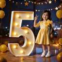 Marquee Numbers 3 Feet Tall Large Light Up Numbers 5th 15th 25th Five is A Vibe Birthday Decorations Big Yellow Light Outdoor Anniversary Decorations Balloon Arch Kit Party Backdrop 5