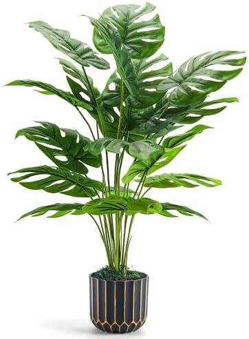 Der Rose 28'' Fake Plants Tall Artificial Monstera Faux Plants Indoor for Living Room Home House Decor