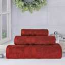 SUPERIOR Ultra-Soft 3-Piece Cotton Towel Set, Daily Use for Bathroom, Guest Room, Quick Dry, Set Includes 1 Bath Towel, 1 Hand Towel, and 1 Washcloth, Essential Plush Towels for Home - Maroon