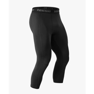 Niksa 3/4 Men's Compression Pants - Athletic Running Capri Tights Quick Dry Basketball Sports Leggings Gym Workout Base Layer(L) pack of 2