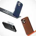 LONLI Classic - Leather Case for iPhone 16 Pro Max - European Genuine Vele Leather, Phone Case, Smoothen and Soften Over Time - Dark Saddle Brown