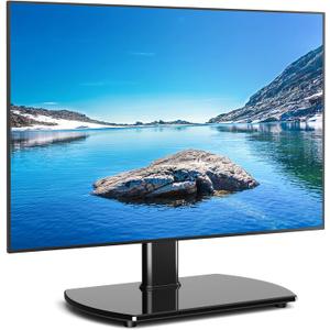 Rfiver Universal Swivel TV Stand for 27-50 55 60 Inch TVs, Height Adjustable Table Top TV Stand Mount Hold up to 88 lbs, Pedestal TV Stands with Tempered Glass Base, Replacement TV Mount Stand