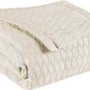 Superior Diamond Weave All-Season Cotton Blanket, Cover for Home, Couch, Bed, Soft, Warm Blankets, Boho Aesthetic, Comfy, Cozy, and Cute Covers, Decorative Bedding Essentials, Full/Queen, Ivory