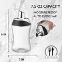J&M DESIGN Sugar Dispenser with Pour Spout Lid Sugar Container Shaker Coffee Bar Accessories Organizer Essentials Powdered Creamer Baking Supplies 7.5oz Glass Jar Pourer Sugar Bowl Salt Dish Holder