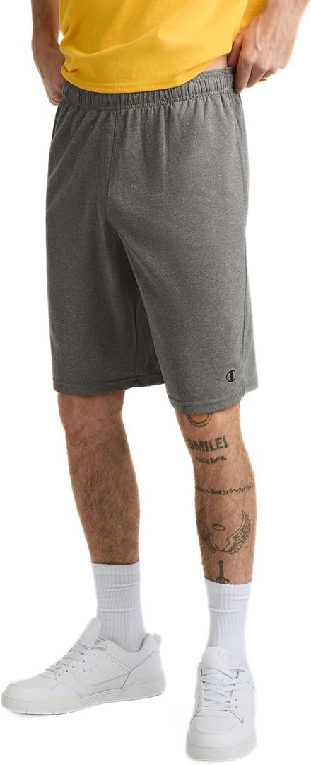 Champion Men's Sport Shorts, Moisture Wicking, Athletic Shorts, Gym Shorts (Reg. Or Big & Tall) (Medium, Granite Heather - Reflective C Logo - 10" Inseam)