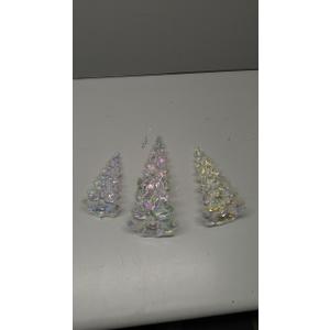 3 Piece Holiday Glass Christmas Tree Set Decorations