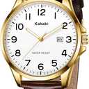 Kakabi Watch for Men, Fashion Minimalist Wrist Watch Waterproof Quartz Analog Date with Leather Strap