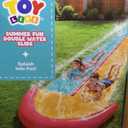 TOY Life Yellow & Blue Water Slide, 20 Ft, 2 Lanes, Ages 3-10 | Includes 2 bodyboards, built-in sprinkler, splash pool landing, garden hose hookup, ground stakes, heavy-duty PVC