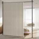 AJAZZ Room Divider Curtain (Cream White, W100 x L84 in,1 Panel)+ Curtain Rods No Drilling Adjustable Tension (H) 43-120(W) 35-100 in, Heavy Duty Wall Divider for Apartment/Dorm