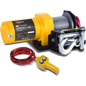 RUGCEL WINCH 2500lb Electric Winch,ATV UTV Towing Trailer Winch,with Roller Fairlead, Mount Plate