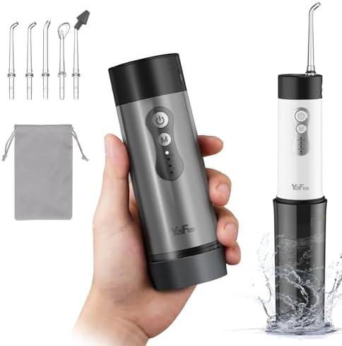 YaFex Water Dental Flosser Teeth Pick - Cordless Portable Oral Irrigator Rechargeable Collapsible Mini Irrigation Cleaner, 4 Modes, with DIY, IPX7 Waterproof Travel Floss for Teeth Cleaning