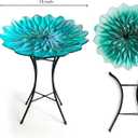 HONGLAND Bird Bath for Outside,15" Diameter Large Glass Birdbaths for Outdoors,Detachable Bird Baths Bowl with Metal Stand for Garden Patio Lawn Decor,19" Height - Green