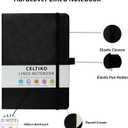 Blank Journal Notebook for Women & Men, 192 Pages College Blank Notebook for Writing Note Taking Work, 100 GSM Thick Paper Hardcover Leather Leather Sketchbook - Medium 8" x 5.7" (Dotted, Black)