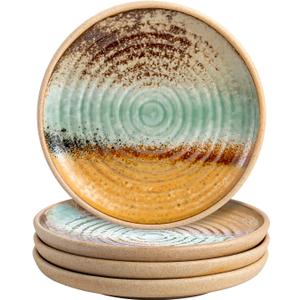 UNICASA Dessert Plates, 6.5 Inch Appetizer Plate Set of 4 - Microwave & Dishwasher Safe Ceramic Side Dish for Salad, Snacks, Japanese Plates (Light Brown)