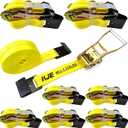 KJE 8 Pack Flat Hook Ratchet Straps, 2" x 27' Heavy Duty Tie Down Ratcheting Strap, 10,000 Lbs Max Break Strength, Cargo Straps for Flatbed, Truck, Trailers Pickup, 2" x 27' -8Pcs