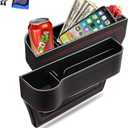 Car Seat Gap Filler Organizer, 2 Pack Multifunctional Car Seat Organizer, Auto Console Side Storage Box with Cup Holders 2 Seat Hooks for Drink, Car Organizer Front Seat for Holding Phone, Sunglasses