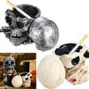 2 Pcs Halloween Human Skull 4.7 Inch Model Adult Plastic Fake Skull Head Decorations Realistic Head Bone Model Human Skeleton for Bar and Table Halloween Decor Spooky Yard