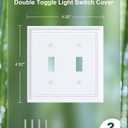 2-Pack Double Toggle Light Switch Cover Plate, Durable Natural Bamboo Fiber Decorative Switch Plate Covers, Pure White 2 Gang Wall Plate, Corrosion Resistant