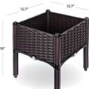 Raised Garden Planter, Resin, Elevated Flower Bed Box Kit for Vegetable, Flower, Herb Gardening | 16" X 18", Wicker Pattern, Brown