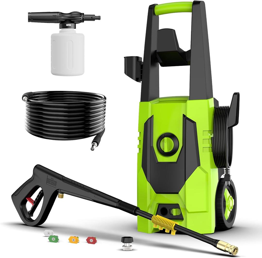 AgiiMan Electric Pressure Washer - 4000PSI Max 2.6GPM Power Washer with 35FT Power Cord, 20FT Hose Green