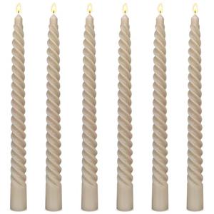 6 Pack 10 Inch Light-Mocha Spiral Taper Candles for Home Decor, Unscented Dripless Twisted Candlesticks for Weddings Dinner Holiday Decoration Formal Events