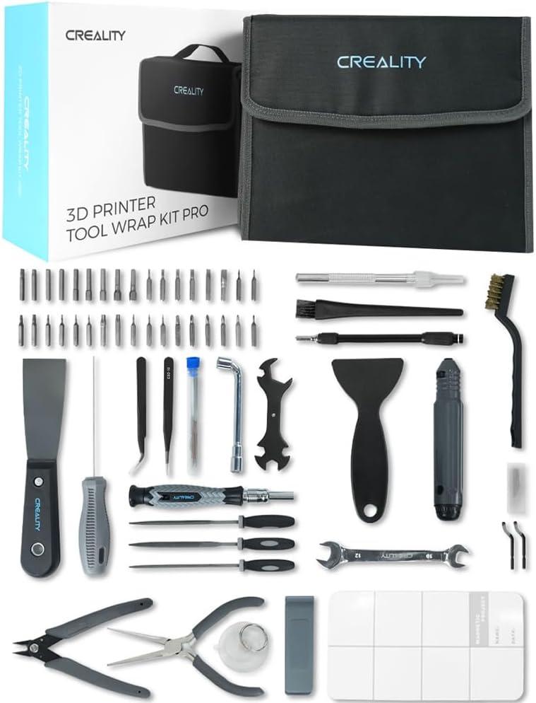 Creality 3D Printer Tools Kit, 74 Pcs in 1 3D Printing Tool Wrap Kit Assembly/Removal/Finishing/Filament Cutting Set with Nozzle Cleaning Kit 3D Printer Accessories for All FDM 3D Printers
