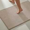 TYUU Bathroom Rugs Non Slip Washable, Super Absorbent Thin Bath Mat Quick Dry Low Pile Bathroom Rug, Beige 24"x36"
