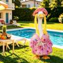 2 x Porch Goose Outfits Swimsuit – Hawaiian Pink Bikini with Floatie for 23 Inch Porch Goose Summer Outfits, Outdoor Garden & Lawn Yard Decor