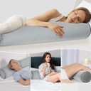 Inflatable Body Pillow for Adults Kids, 47 Inch Body Pillows for Side Sleeper, Travel Body Pillow for Bed, Long Bolster Pillow Round Cervical Cylinder Pillow for Sleeping