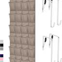 GORILLA GRIP Over the Door Shoe Organizer, 24 Large Breathable Mesh Pockets, Space Saving Hanging Storage Holder, Closet Rack Hanger Holds Up to 40 lbs, Hangs on Closets for Shoes, Accessories, Beige
