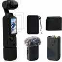 Case for DJI Osmo Pocket 3/Xtra Muse Camera, Soft Silicone Protective Case, Slim Fit Skin with mic Cover and Screen Protector Accessories for Osmo Pocket 3/Xtra Muse,Anti-Scratch (Black)