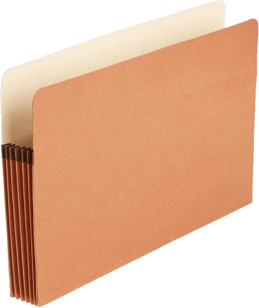 Amazon Basics Expanding Accordion File Folder Organizer, Legal Size, 5-1/4 Inch Expansion, Document Storage, Reinforced, Large Capacity, Red, 50-Pack, 9.5 x 14.8 Inches