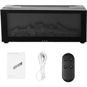 3D Flame Fireplace Aroma Diffuser, Realistic Flame Effect, Essential Oil Humidifier, Dual Lighting Modes, Quiet Operation, 150ml Water Tank, Black