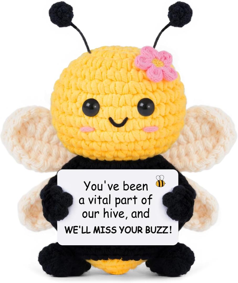 Farewell Gifts for Coworkers, Coworker Leaving Gifts for Women, Coworker Going Away Goodbye Presents for Boss Friends Employees, Retirement Gift for Women - Crochet Bee Affirmation Support Desk Decor
