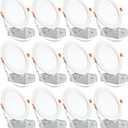 12 Pack 6 Inch Ultra-Thin LED Recessed Ceiling Light with Junction Box, 6000K Can Lights, 12W 110W Eqv, recessed Lighting 6 inch led Lights, 1050LM High Brightness LED Lights