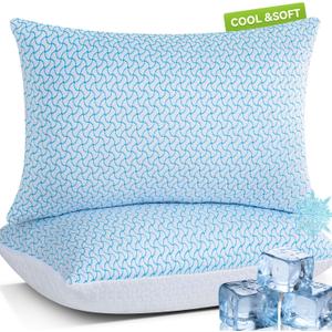 SUPA MODERN Shredded Memory Foam Pillows Queen Size Set of 2, Cooling Bed Pillow for Sleeping for Hot Sleepers, Adjustable Pilllows for Side Back and Stomach Sleepers, Neck & Shoulder Comfort Support