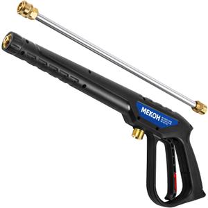 MEKOH Universal Pressure Washer Gun with Stainless Extension, Replacement Power Washer Wand fits Ryobi, Greenworks, Simpson, Dewalt, Featured M22-14 Fitting & 1/4 Quick Connect for Car Wash, 3600 PSI