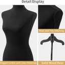 Manikin 49.6”-63.4”Height Adjustable Female Dress Model Display Torso Body Wooden Tripod Stand Clothing Forms High Density Foam Portable Display Mannequin (Black)