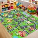 Kids Rug for Playroom, Non-Slip 5x7 ft Car Rugs Play Mat Kids Room