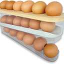 18 Egg Dispenser for Refrigerator  Durable Organizer with Wooden Lid, Space-Saving Egg Storage Bin for Freshness, Kitchen Organization, Easy Access & Stylish Design