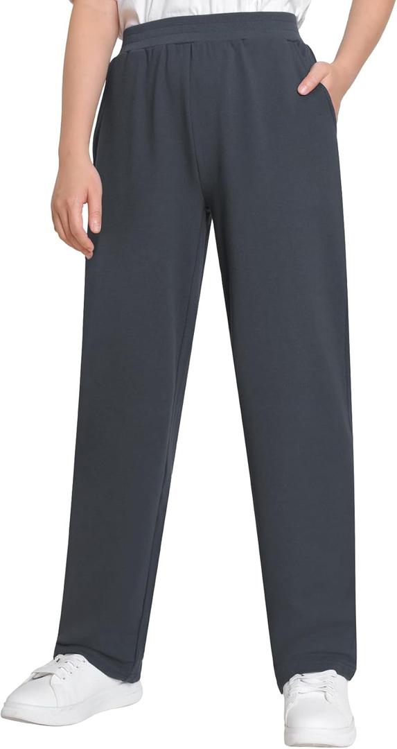 Weintee Women's Petite Cotton Pull On Pants with Pockets (Dim Gray) L