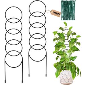 17.5 Inch Indoor Plant Trellis for Climbing Plants,Metal Trellis,Small Garden Trellis for Potted Plants,Plant Stakes for Indoor Plants Accessories Hoya,Flower,Plant Support,Plant Gifts(Circular-Metal)