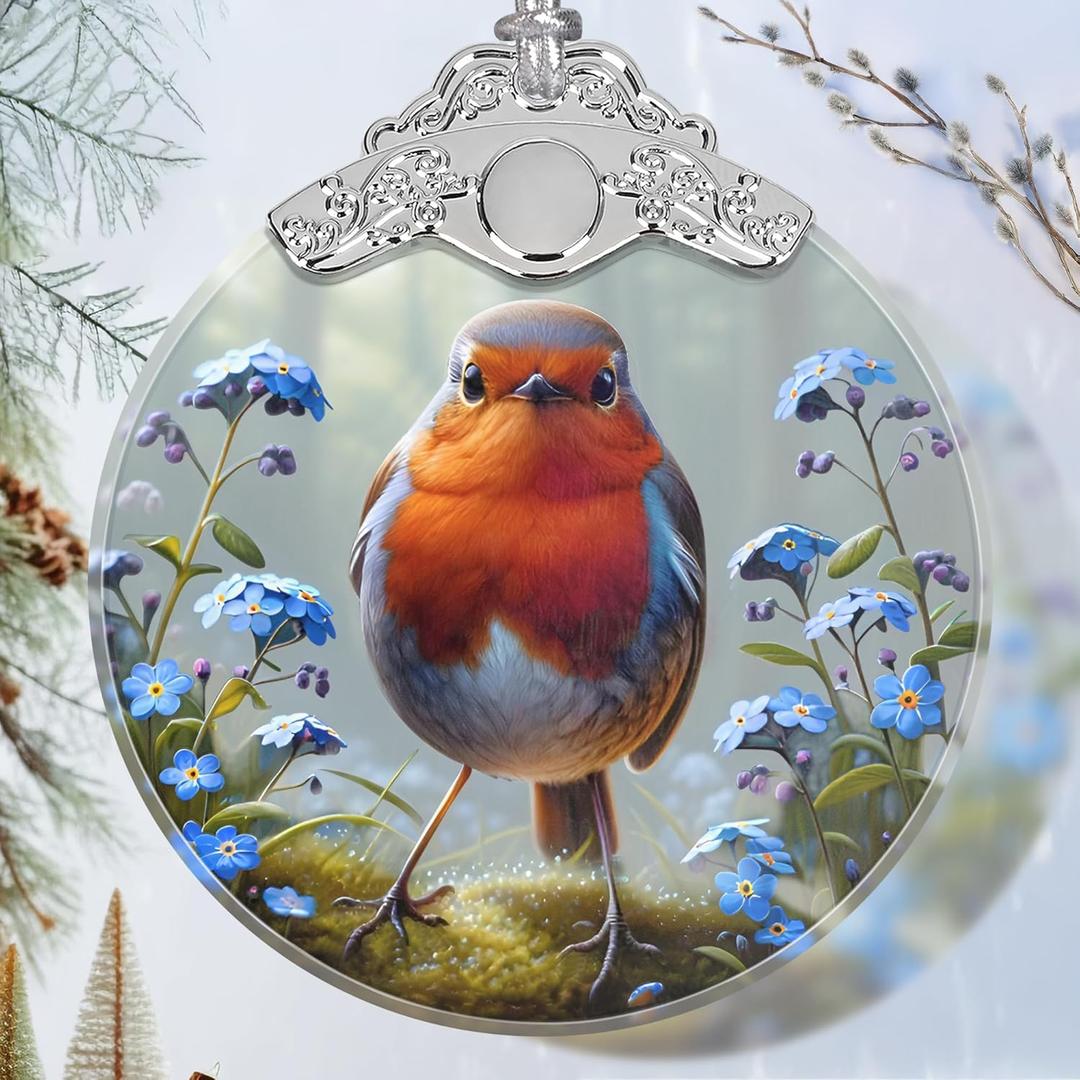 American Robin Stained Glass Orament - Christmas Ornament - Christmas Decorations for Tree - Holiday Present ldeas - Gift Exchange