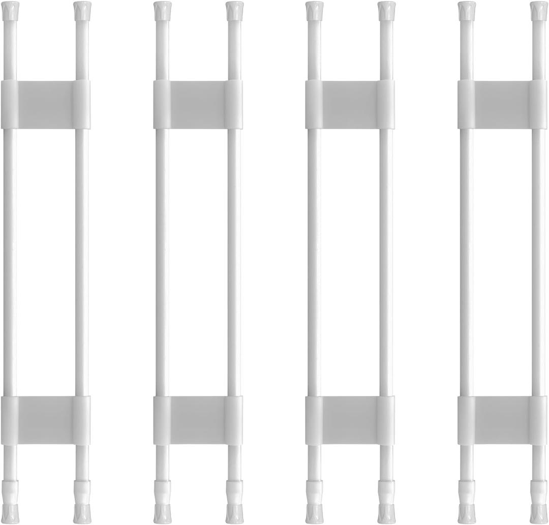 4 Sets Double RV Refrigerator Bars,RV Tension Rods with Adjustable Length 19.5-36.7'', Non-Slip RV Refrigerator Bars for Camper Refrigerator,Kitchen,Closet, Bookshelf,Cupboard-White