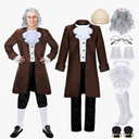Xtinmee 12 Pcs Colonial Costume Men 18th Century Costume Adult Halloween Outfit Set for Cosplay Party Large