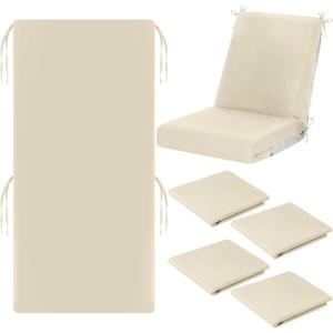 Tudomro 4 Pcs Outdoor High Back Chair Cushion Covers (Not Includes Cushion) Waterproof Patio Replacement Rocking Chair Slipcover Seat Pad Cover with Tie for Furniture (Beige,44'' X 21'')