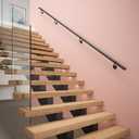 Rothley Industrial Stair Railing Indoor: 11.8Ft Metal Handrail for Indoor Stairs Matte Black Stair Rail Attach to Wall Staircase 1.6" Round Pipe Hand Railings for Elderly & Kids