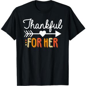 Matching Thanksgiving Couples Pair Funny Outfit T-Shirt Medium